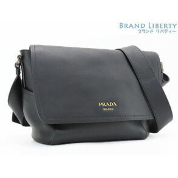 Prada Soft Grain Leather Crossbody Messenger Black Calfskin - Picture 1 of 9